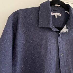 Vince Camuto Navy Blue Speckled Short Sleeve Shirt L